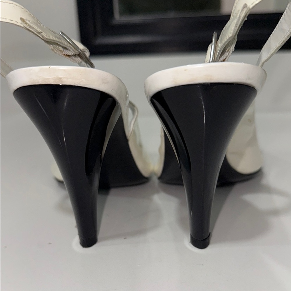 BCBGirls White and Black Slingback Heels - Picture 10 of 11